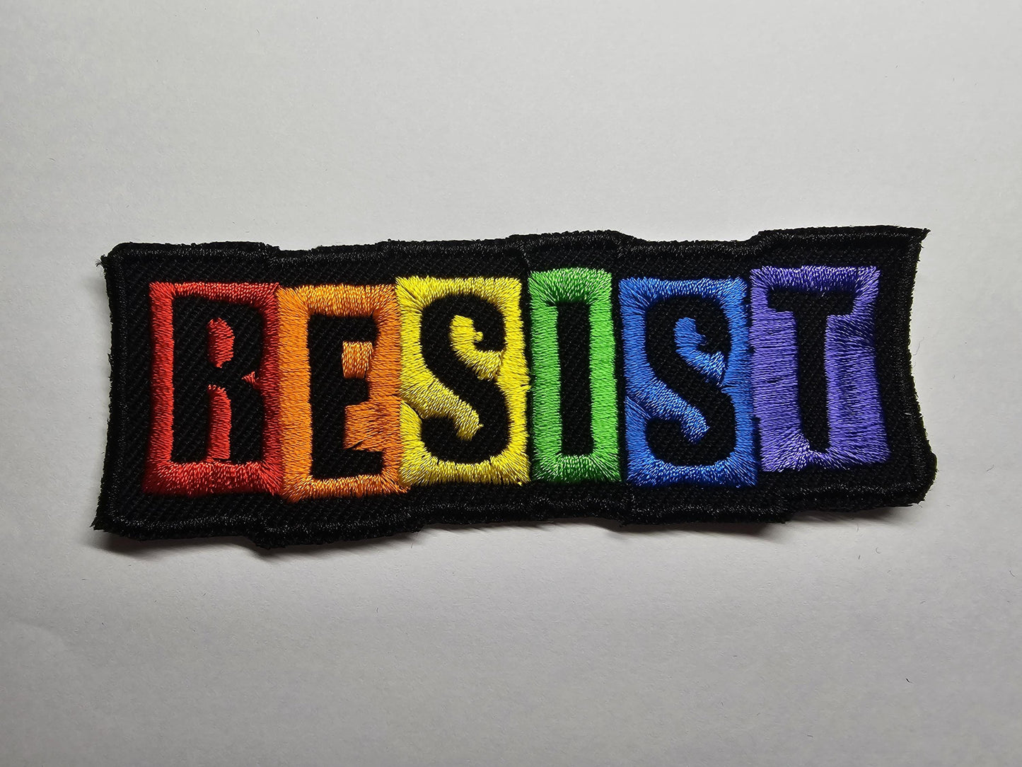 Resist Rainbow Embroidered Patch