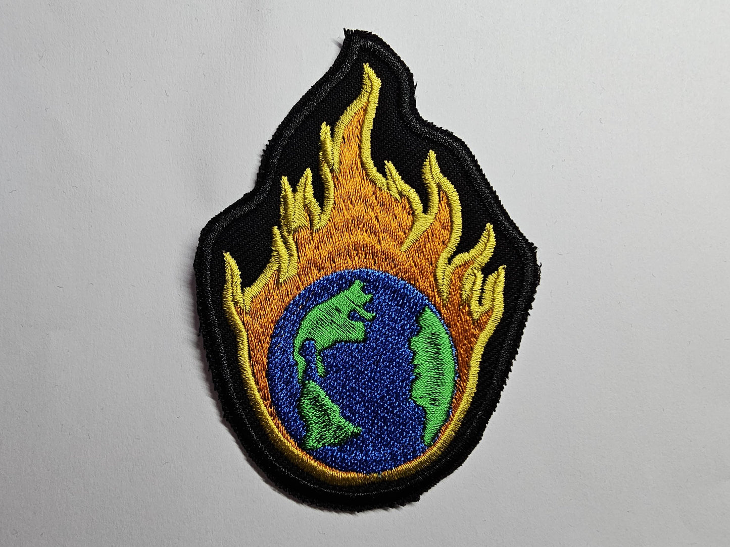 Large Earth Fireball Climate Action Environmental Iron on or Sew on Embroidered Patch