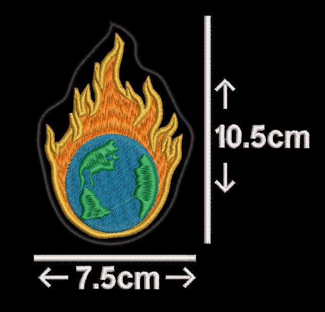 Large Earth Fireball Climate Action Environmental Iron on or Sew on Embroidered Patch