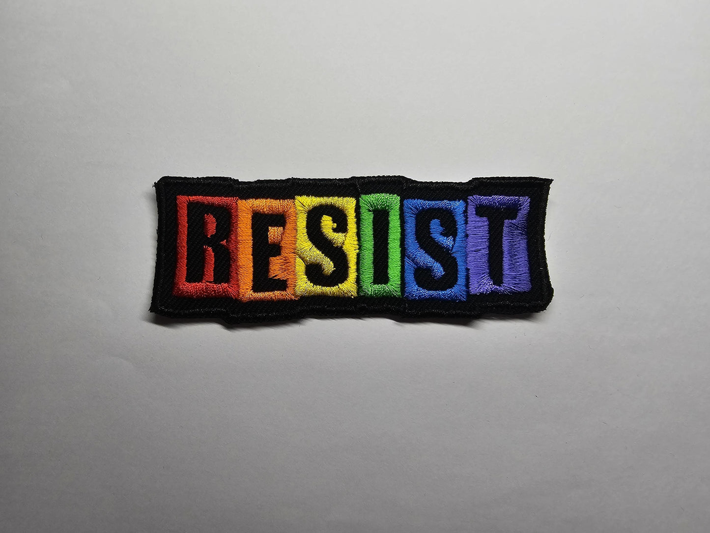 Resist Rainbow Embroidered Patch
