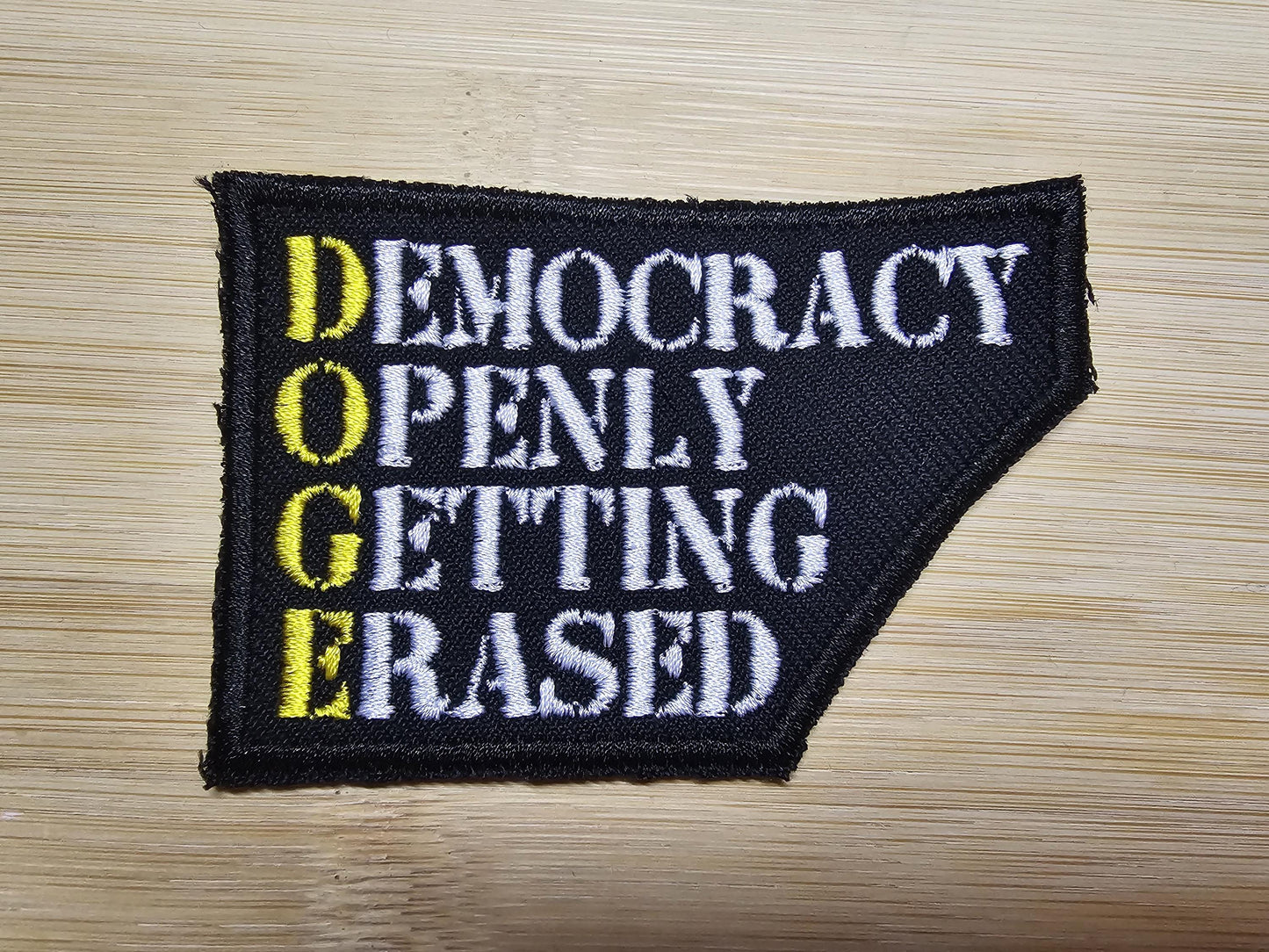 Democracy Openly Getting Erased Political Embroidery Patch Leftist