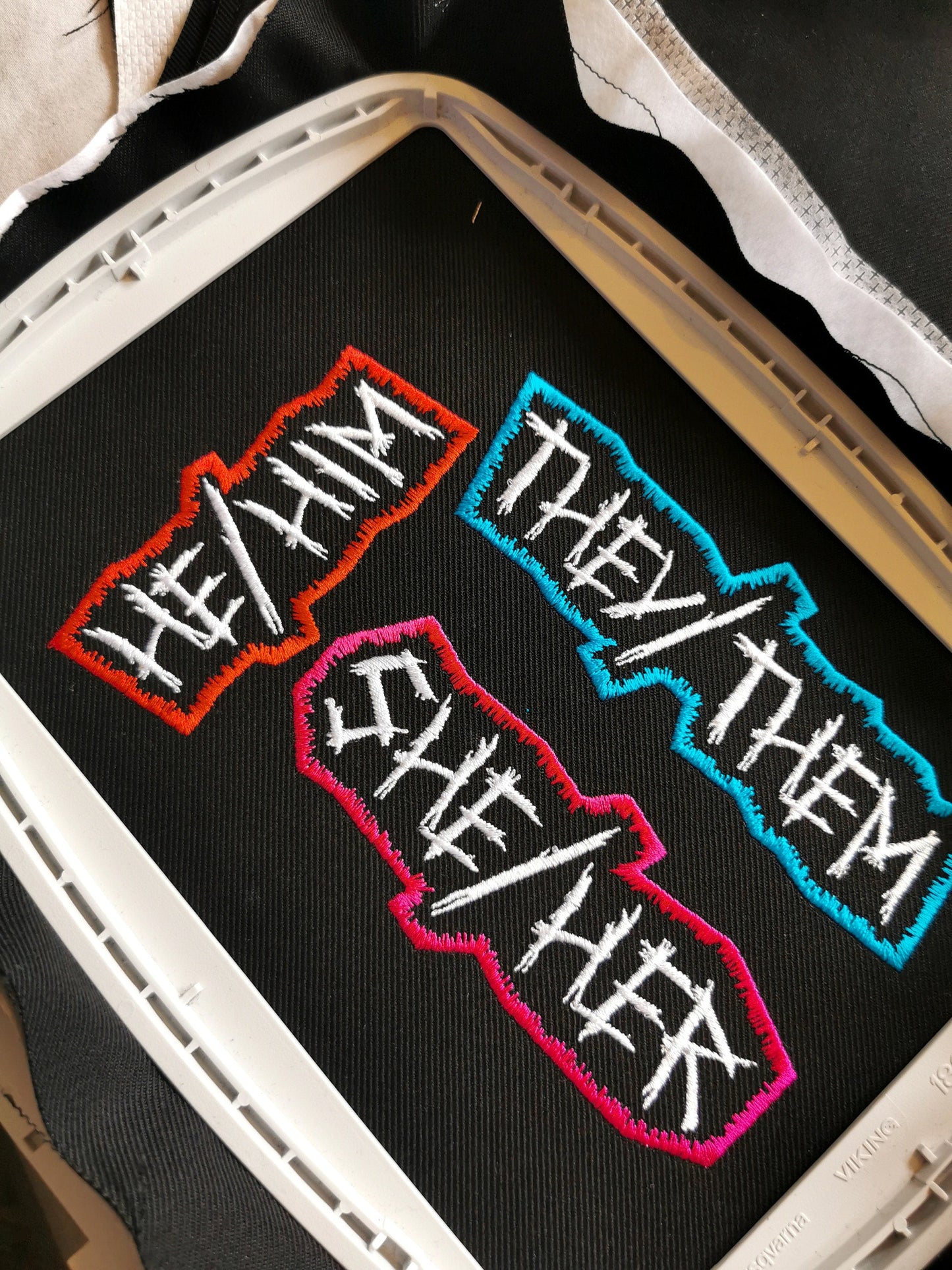 Punk Pronoun Patches Embroidered IRON ON