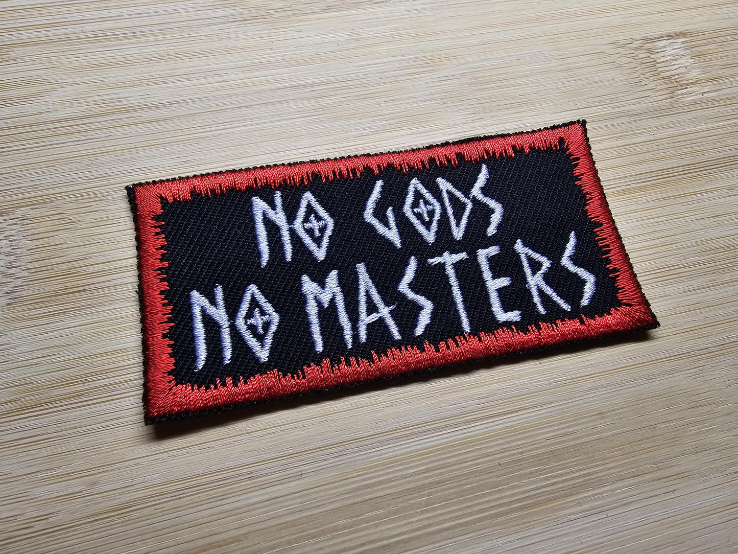 No Gods No Masters Patch Red Border Embroidered Patch
