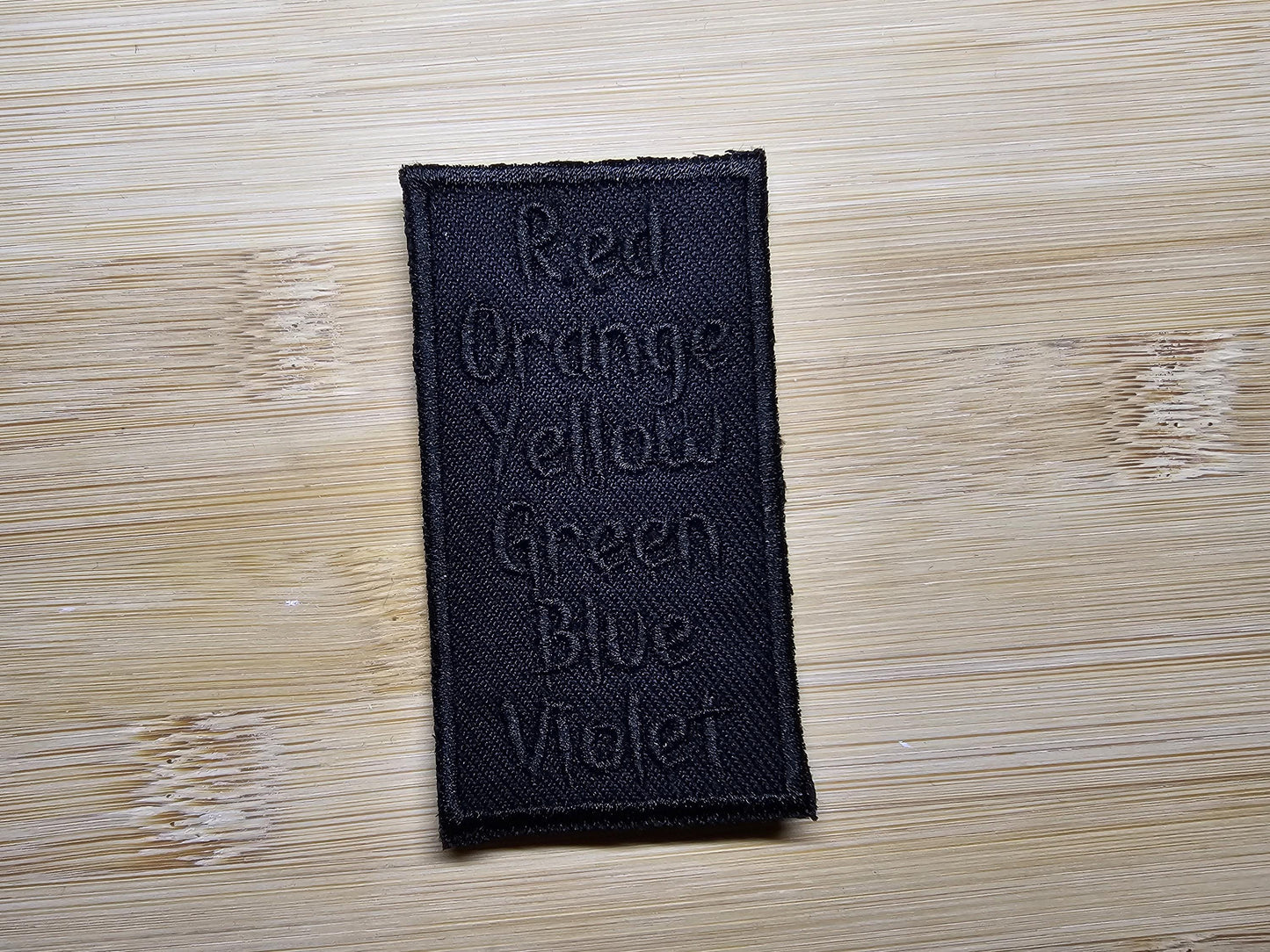 Subtle Rainbow Pride Embroidered Patches Black Text