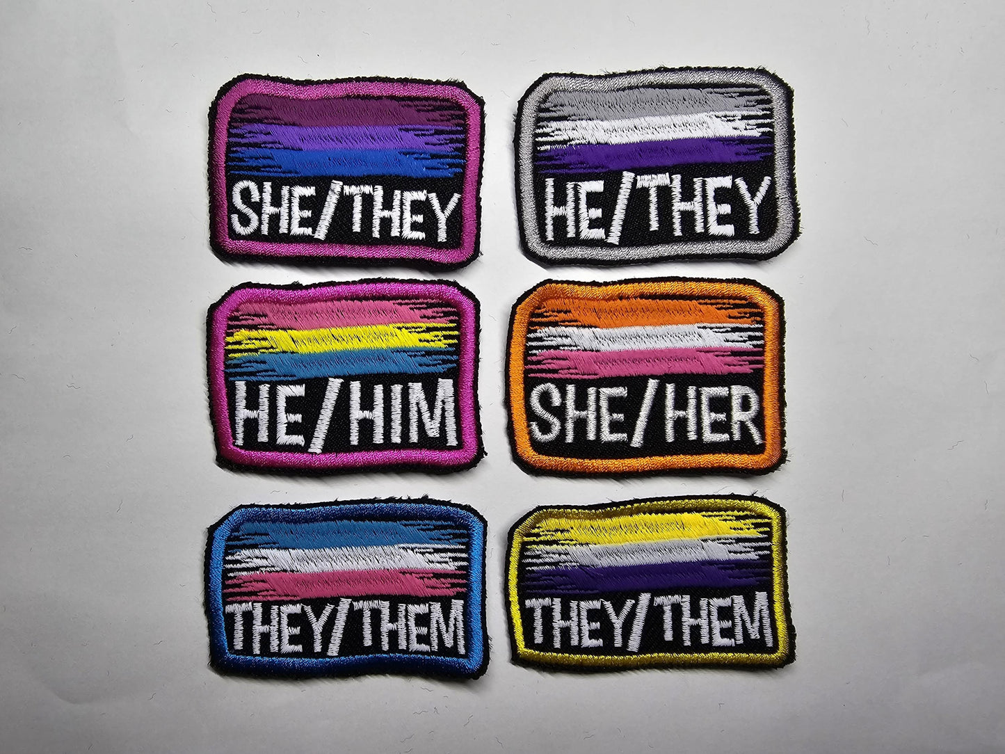 Pronoun Flag Embroidered Custom Patch Video Game Inspired