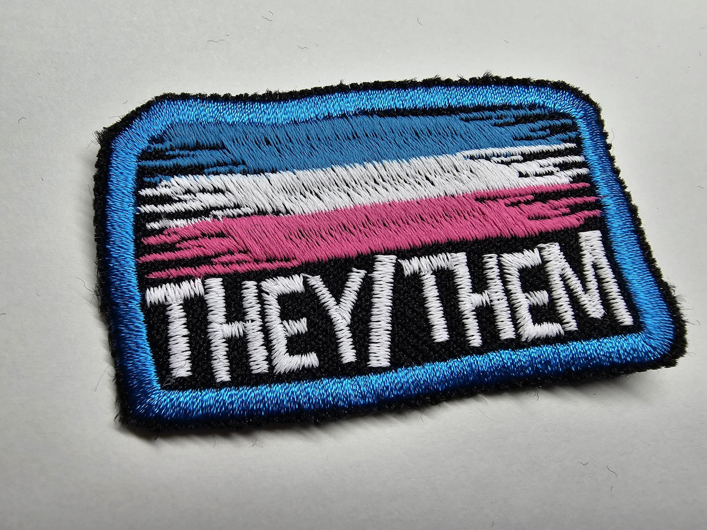 Pronoun Flag Embroidered Custom Patch Video Game Inspired