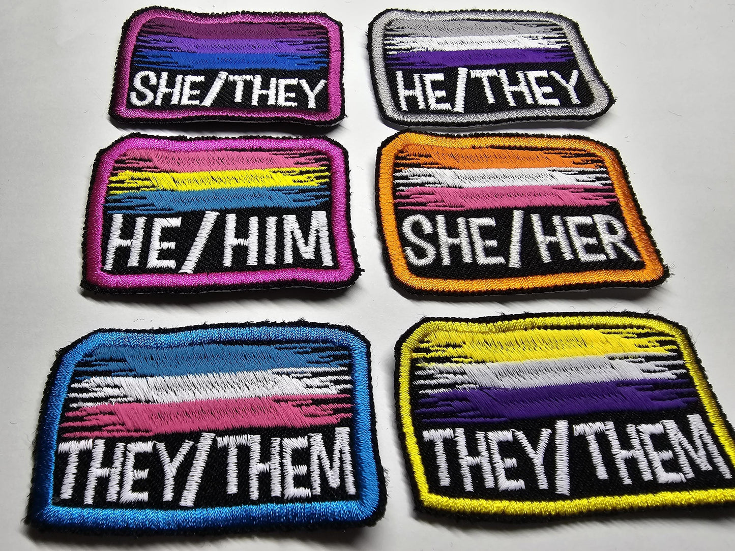 Pronoun Flag Embroidered Custom Patch Video Game Inspired