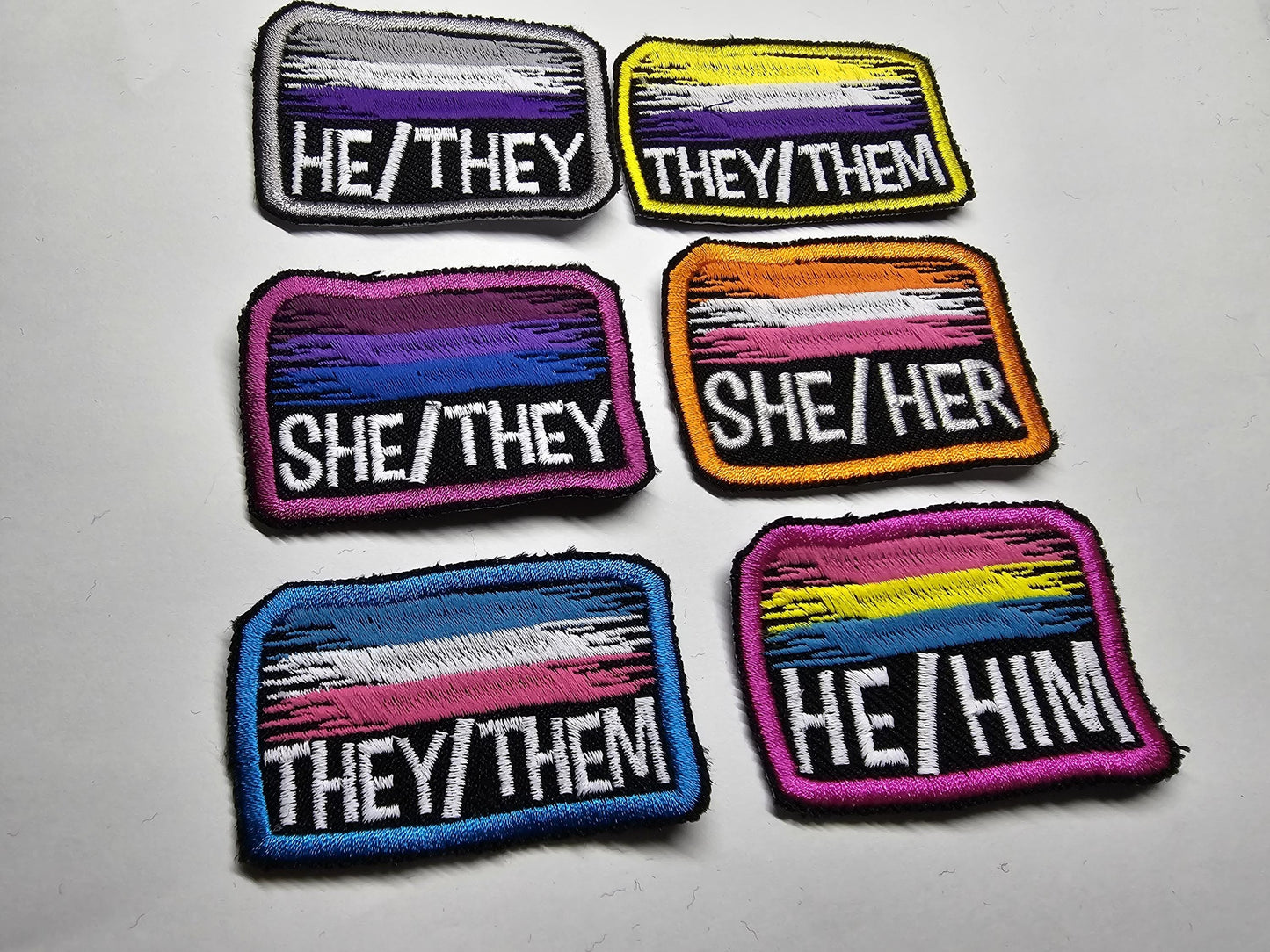 Pronoun Flag Embroidered Custom Patch Video Game Inspired