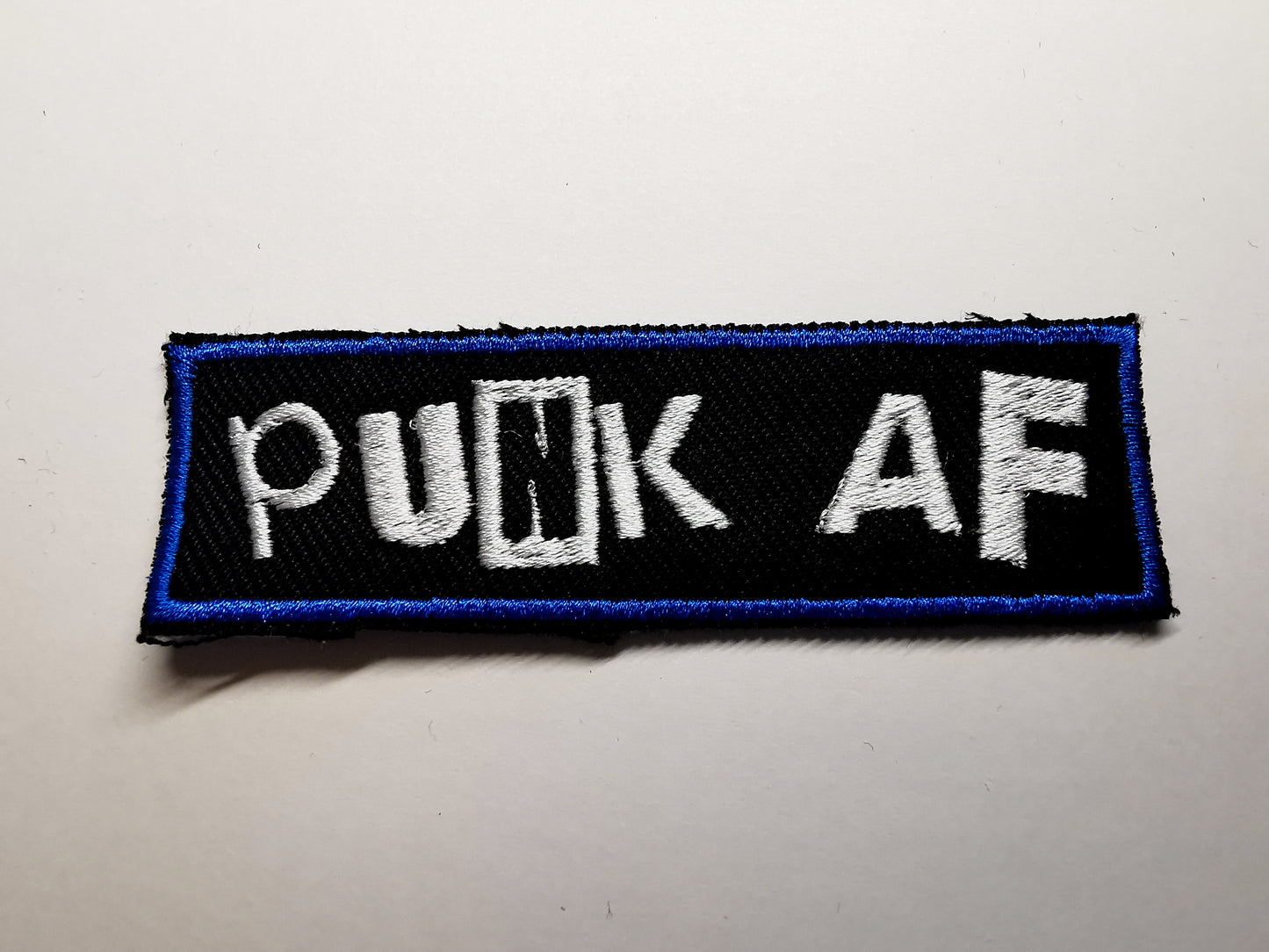 Punk AF Embroidered Patch Electric Blue Border