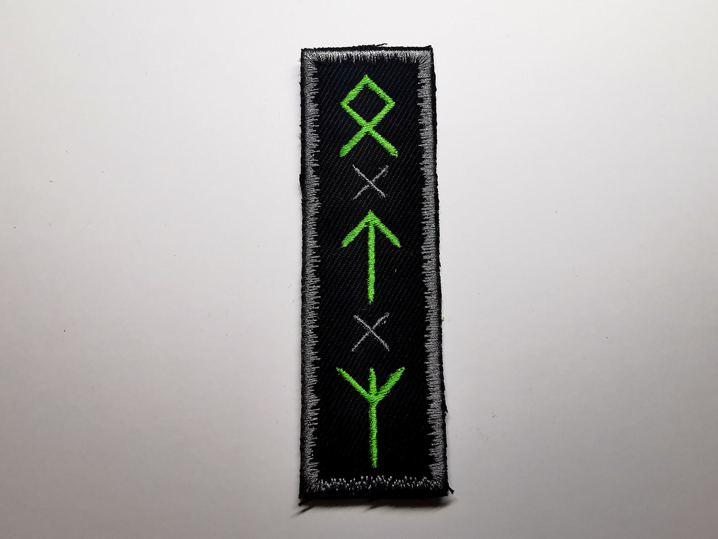 Green and Pewter Viking Rune - Odal, Teiwaz and Algeiz Embroidered Patch