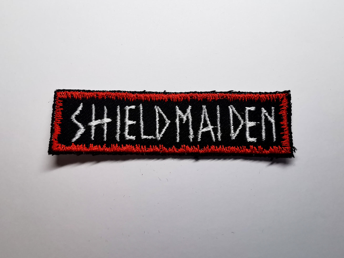 Shieldmaiden Small Embroidered Patch Red Snowy Border