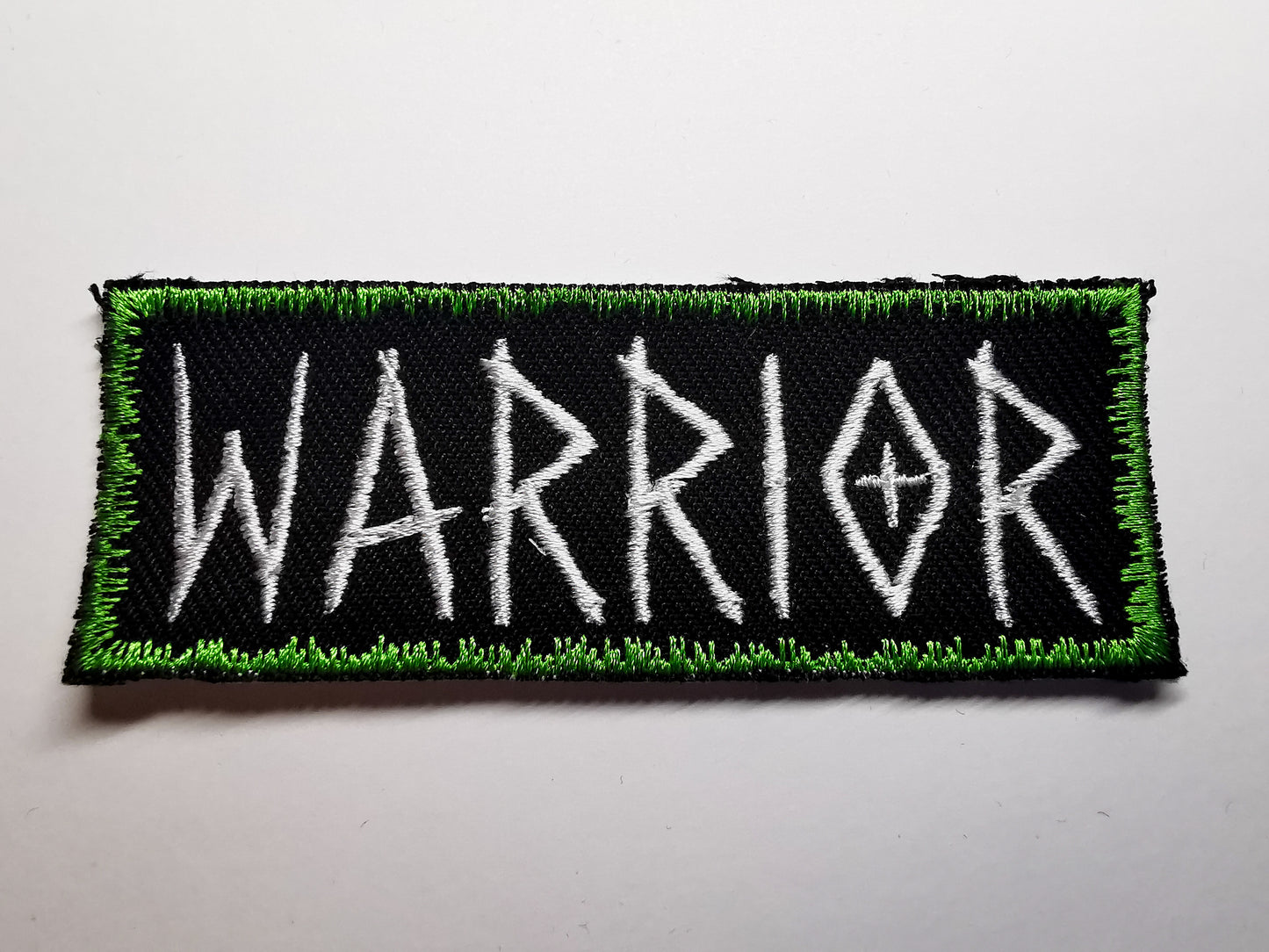 Warrior Embroidered Patch Emerald Green Snowy Border