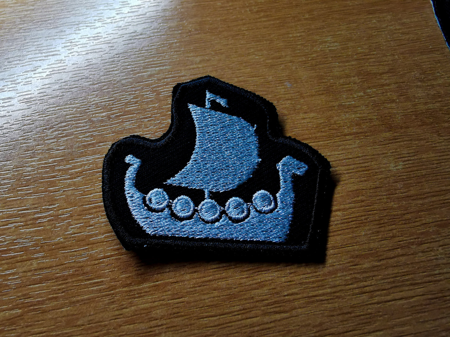 Norse Longship Embroidered Patch Contour Cut