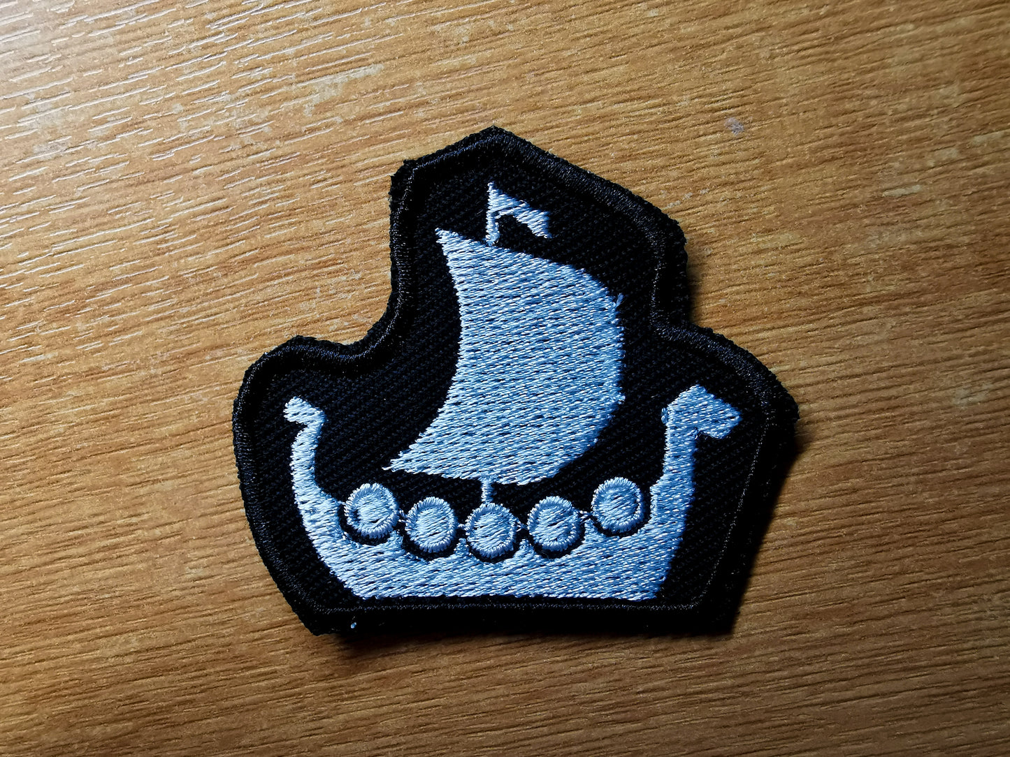 Norse Longship Embroidered Patch Contour Cut
