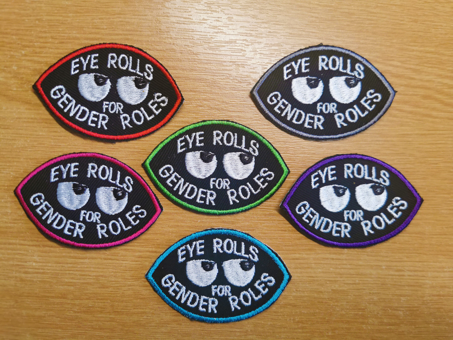 Eye Rolls for Gender Roles Embroidered Patch Eye Shape