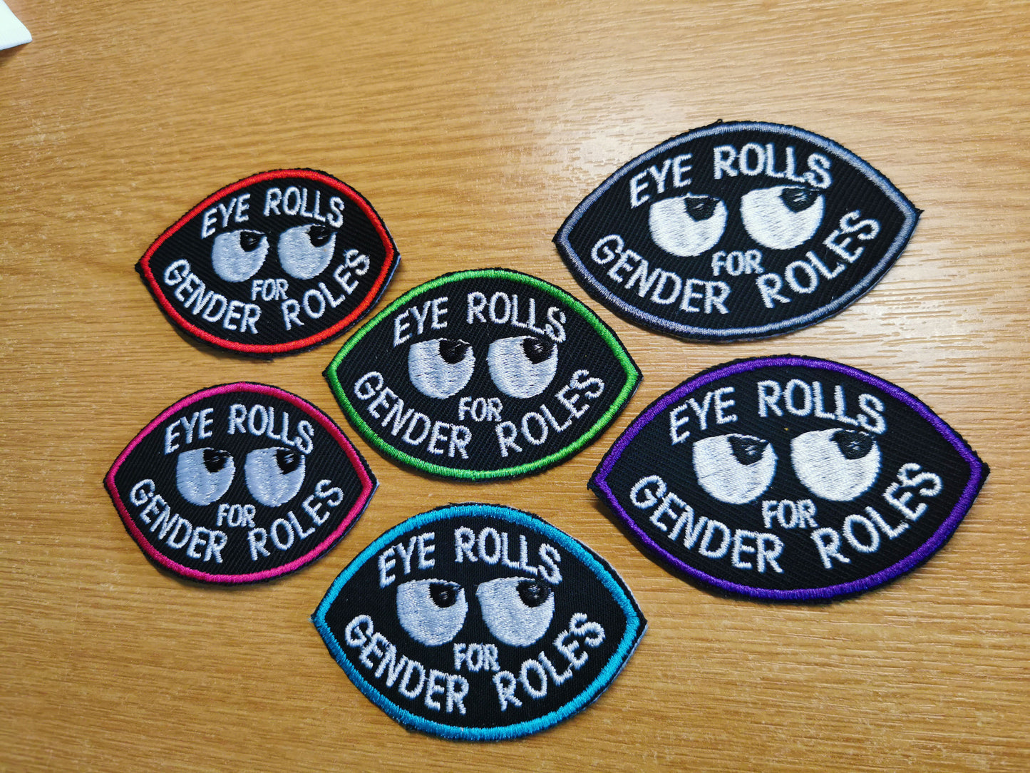 Eye Rolls for Gender Roles Embroidered Patch Eye Shape