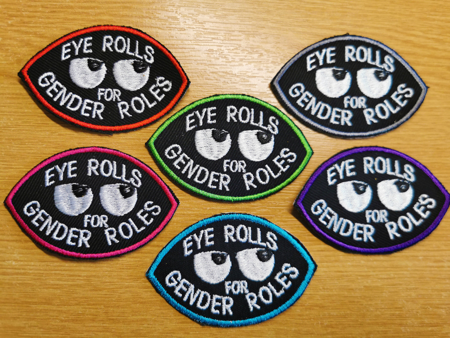 Eye Rolls for Gender Roles Embroidered Patch Eye Shape