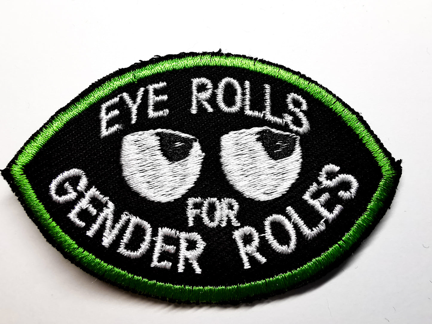 Eye Rolls for Gender Roles Embroidered Patch Eye Shape