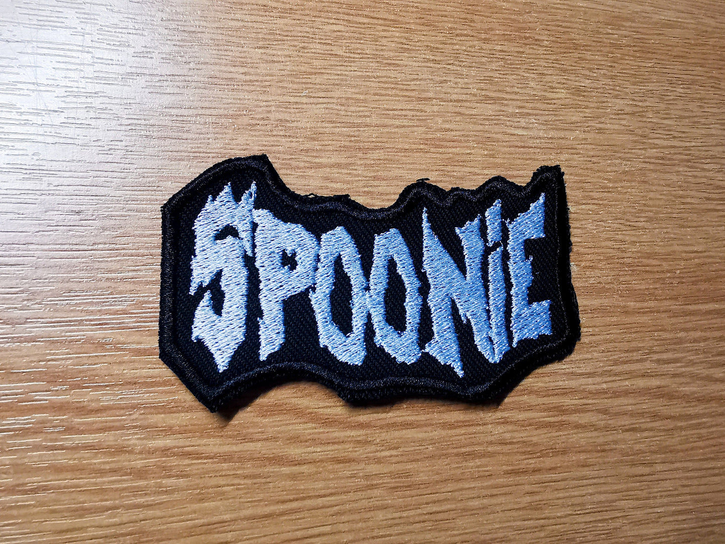Spoonie Death Metal Iron On Embroidered Patch Spoon Theory Invisible Disability EDS or Fibromyalgia Autism Black Metal