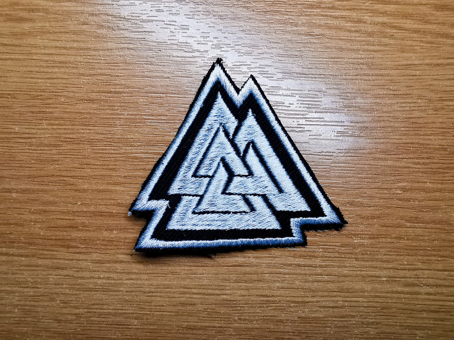 White Valknut Iron On Embroidered Patch Viking Patches