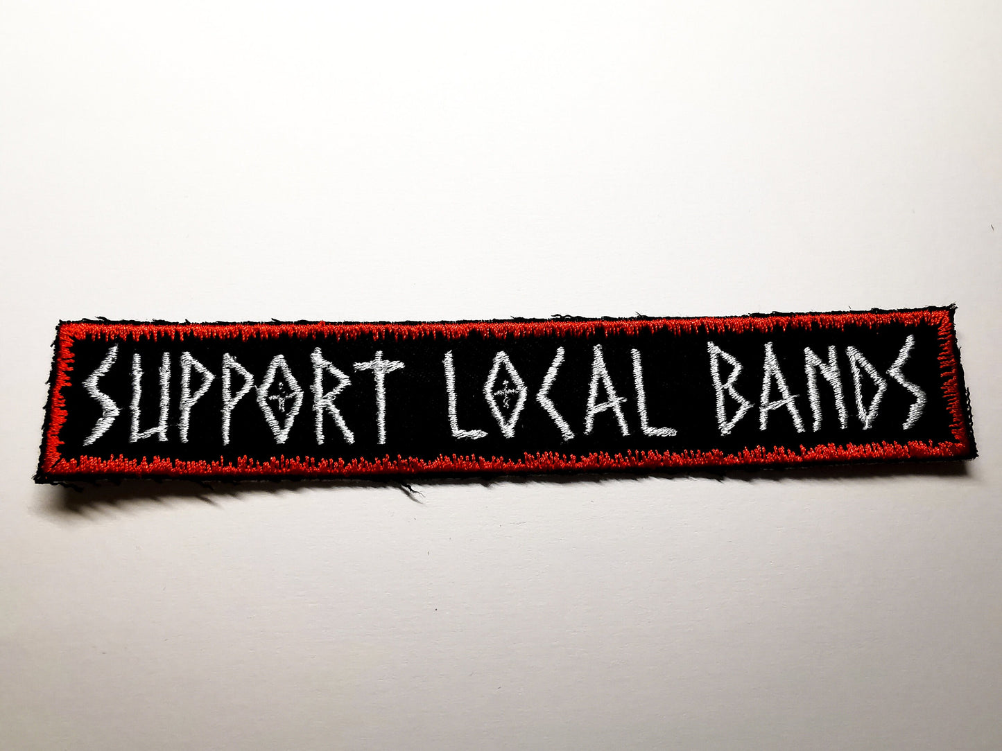 Support Local Bands Embroidered Patch Red and White Metal Punk Rock Emo Pop-Punk Local Scene