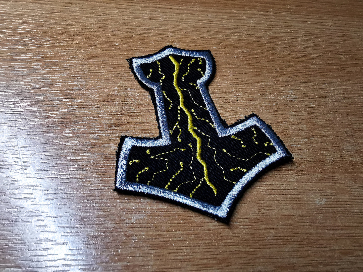 Thunder Mjolnir Iron On Embroidered Patch Viking Norse Mythology Thor Hammer Static and Lightning Patches