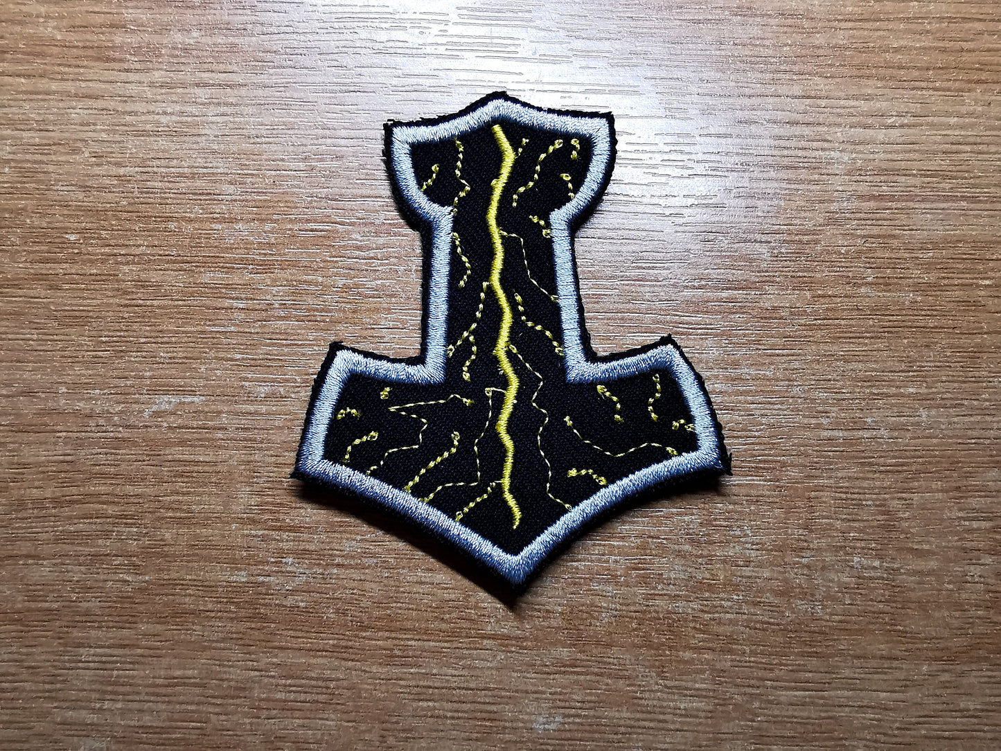 Thunder Mjolnir Iron On Embroidered Patch Viking Norse Mythology Thor Hammer Static and Lightning Patches