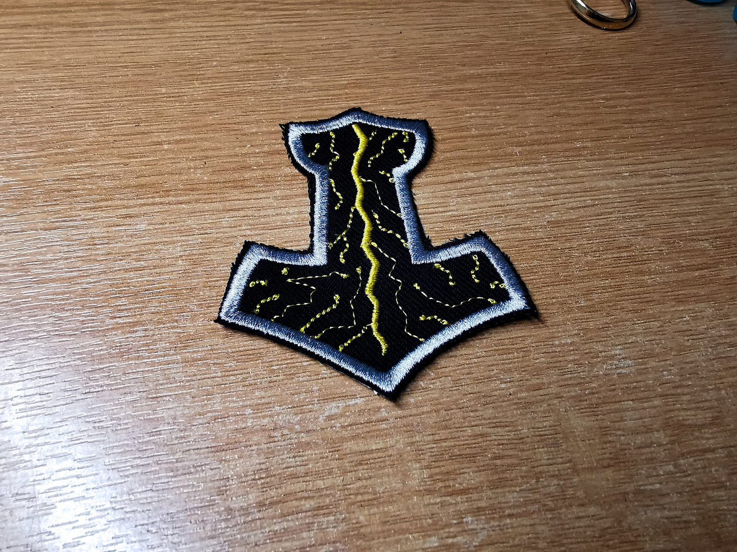 Thunder Mjolnir Iron On Embroidered Patch Viking Norse Mythology Thor Hammer Static and Lightning Patches