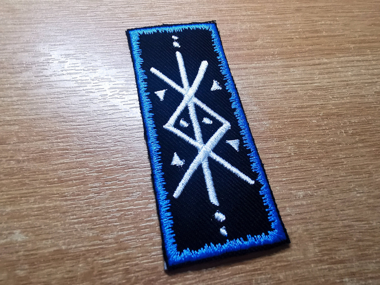 Protection Bindrune Ocean Blue Viking Patch Iron On Embroidered Norse Heathenry Bind Runes