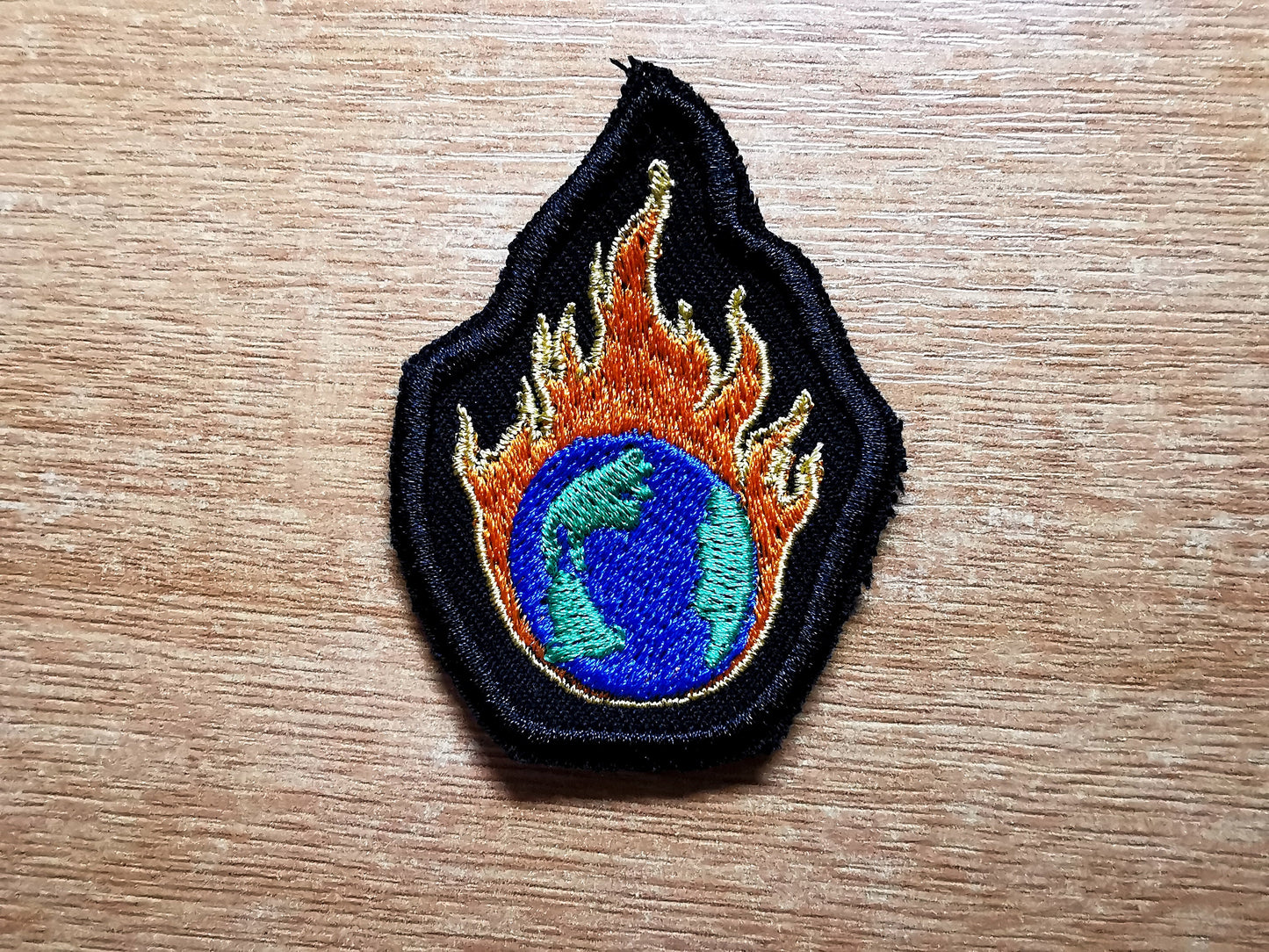 Earth Fireball Climate Action Environmental Iron on or Sew on Embroidered Patch