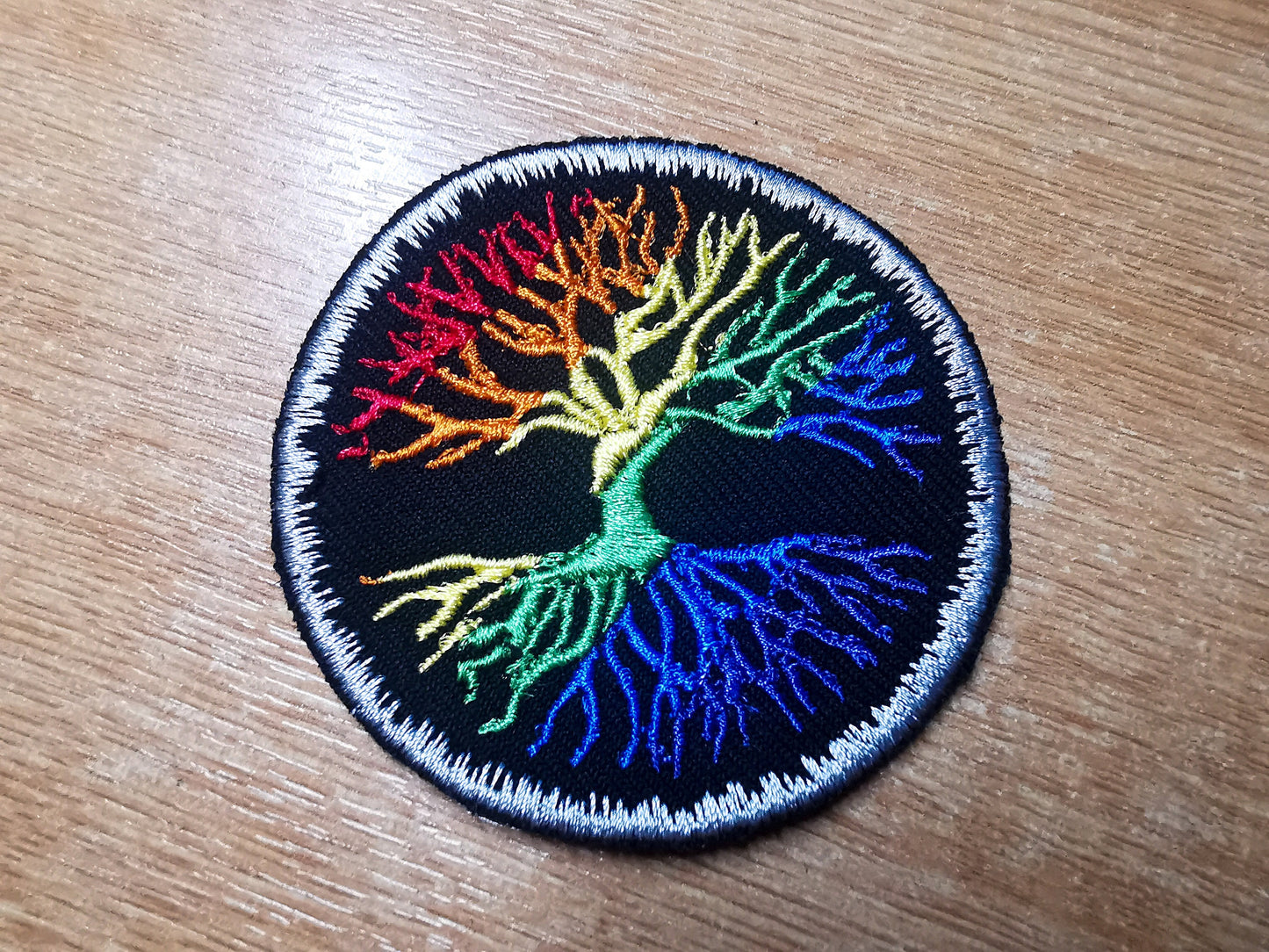 Rainbow Yggdrasil Tree of Life Iron On Embroidered Patch Norse Mythology Viking