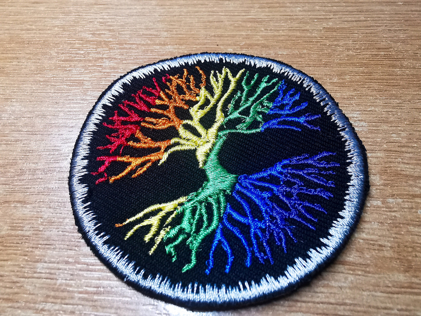 Rainbow Yggdrasil Tree of Life Iron On Embroidered Patch Norse Mythology Viking