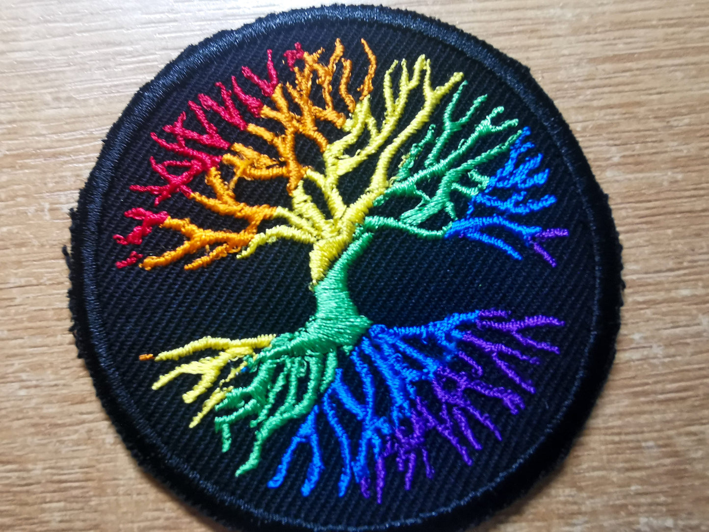 Rainbow Yggdrasil Tree of Life Iron On Embroidered Patch Norse Mythology Viking