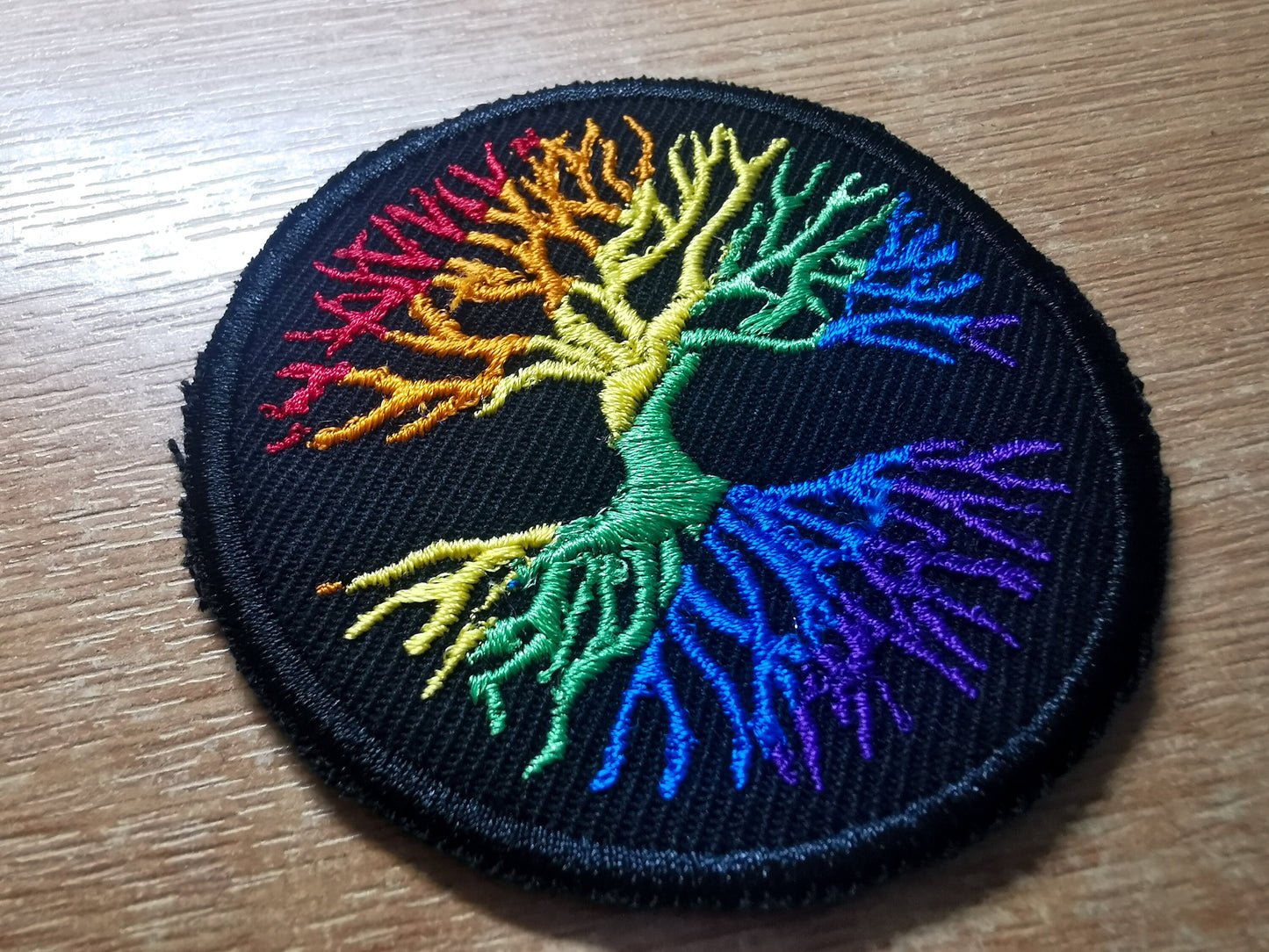 Rainbow Yggdrasil Tree of Life Iron On Embroidered Patch Norse Mythology Viking