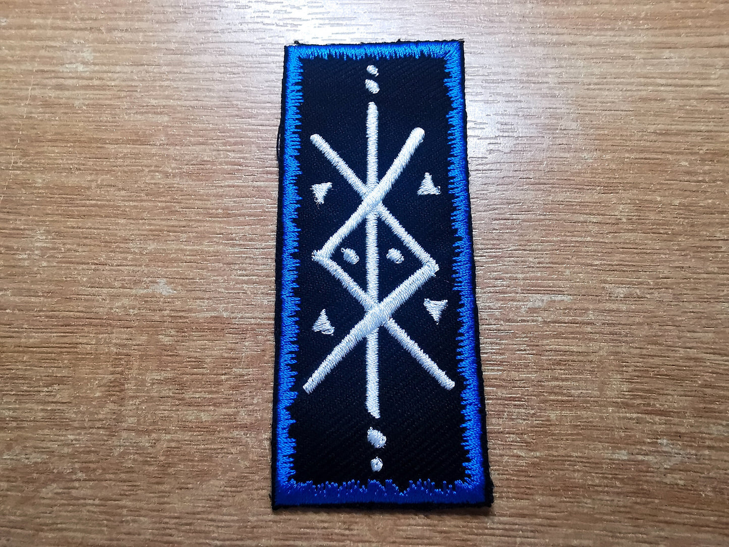 Protection Bindrune Vibrant Electric Blue Viking Patch Iron On Embroidered Norse Heathenry Bind Runes