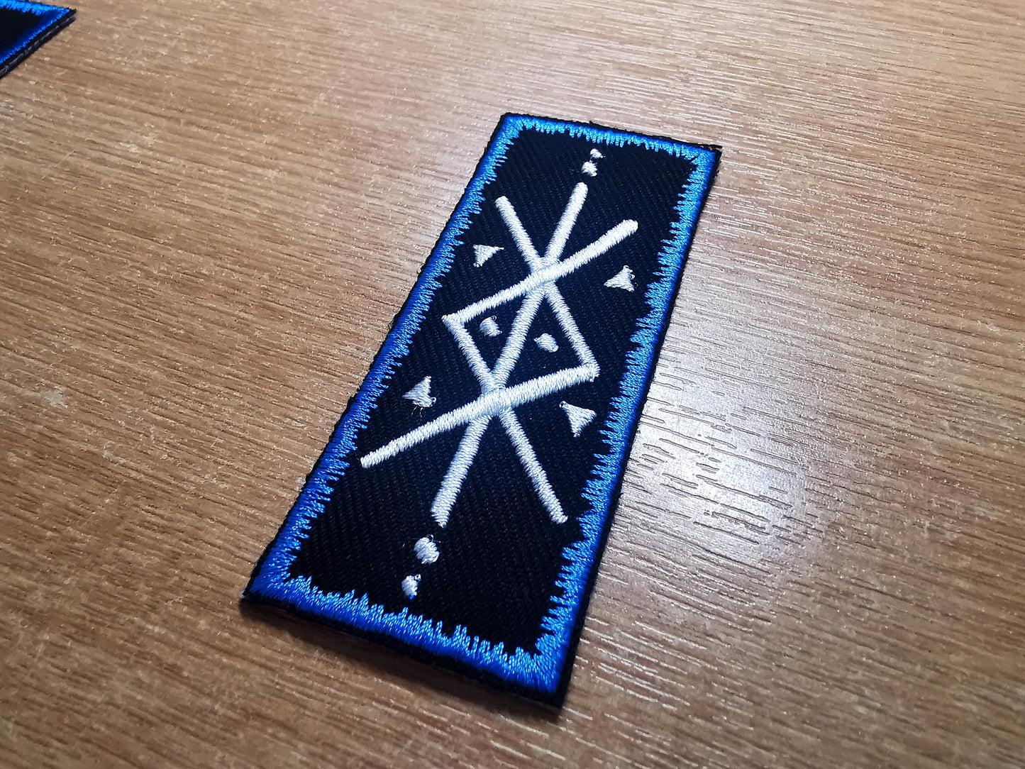 Protection Bindrune Ocean Blue Viking Patch Iron On Embroidered Norse Heathenry Bind Runes