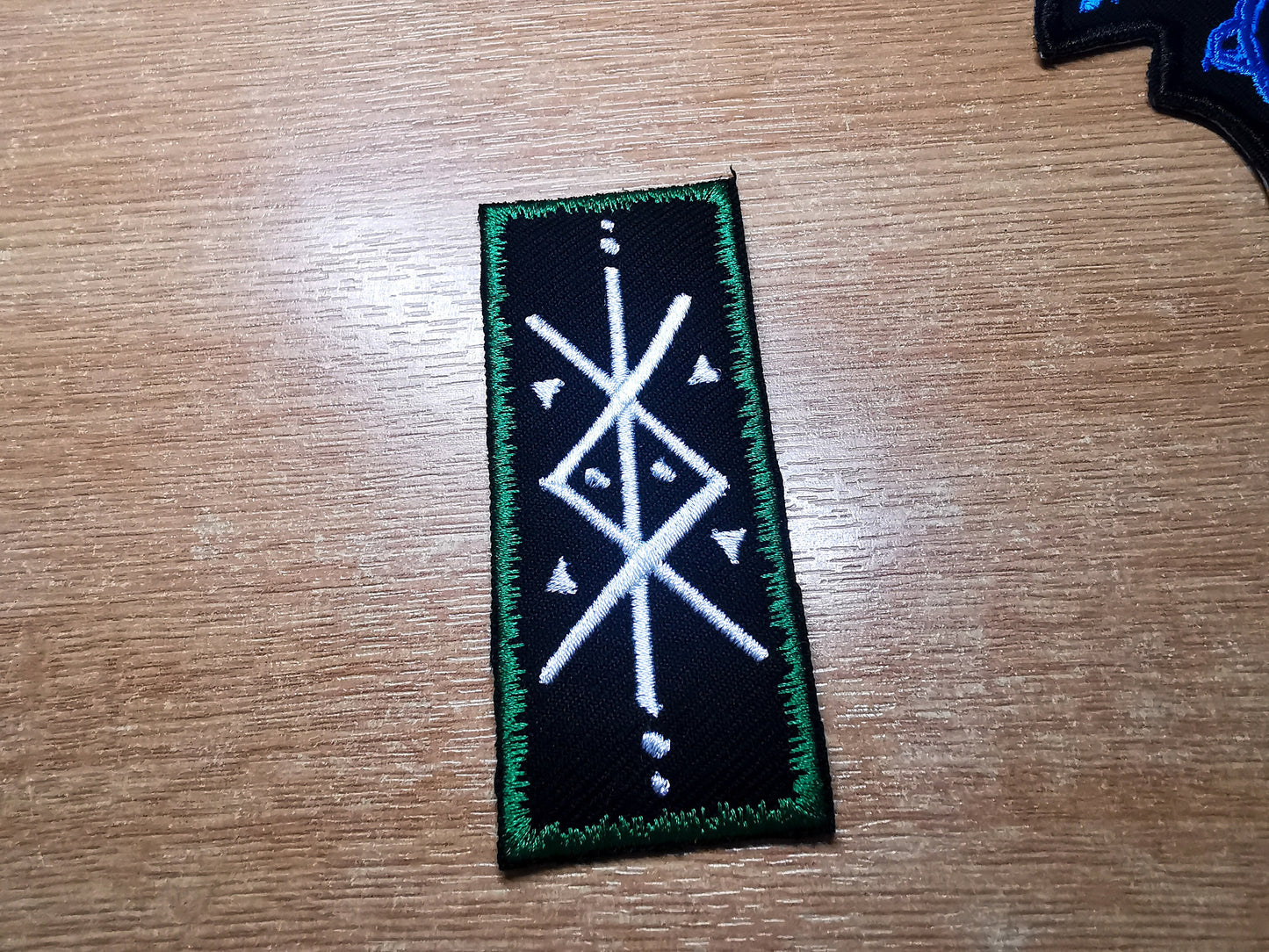 Protection Bindrune Jade Green Viking Patch Iron On Embroidered Norse Heathenry Bind Runes