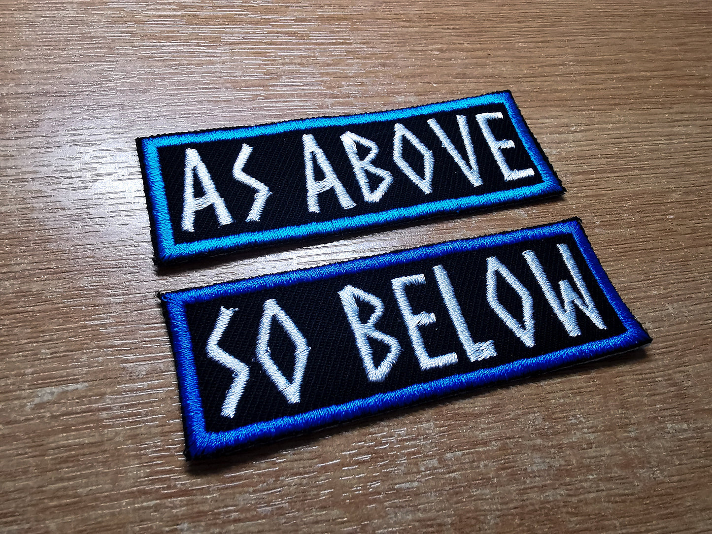 As Above So Below Iron On Embroidered Patch Norse Two Tone Blue