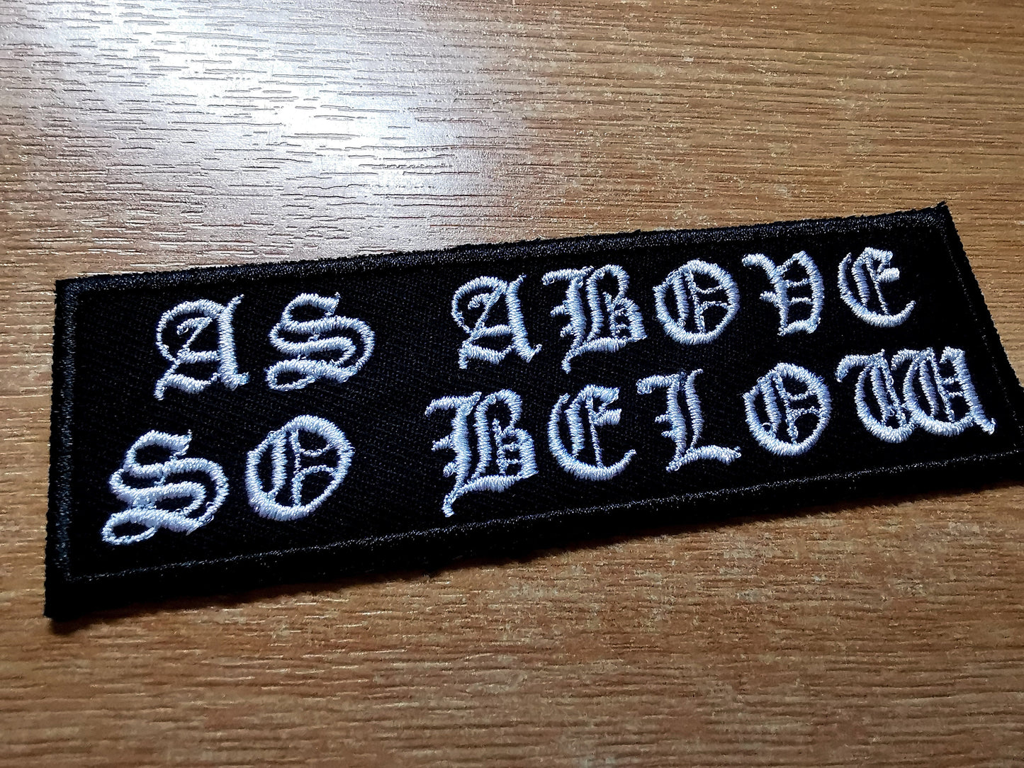 As Above So Below Iron On Embroidered Patch Norse Mythology Viking Black Metal Old English