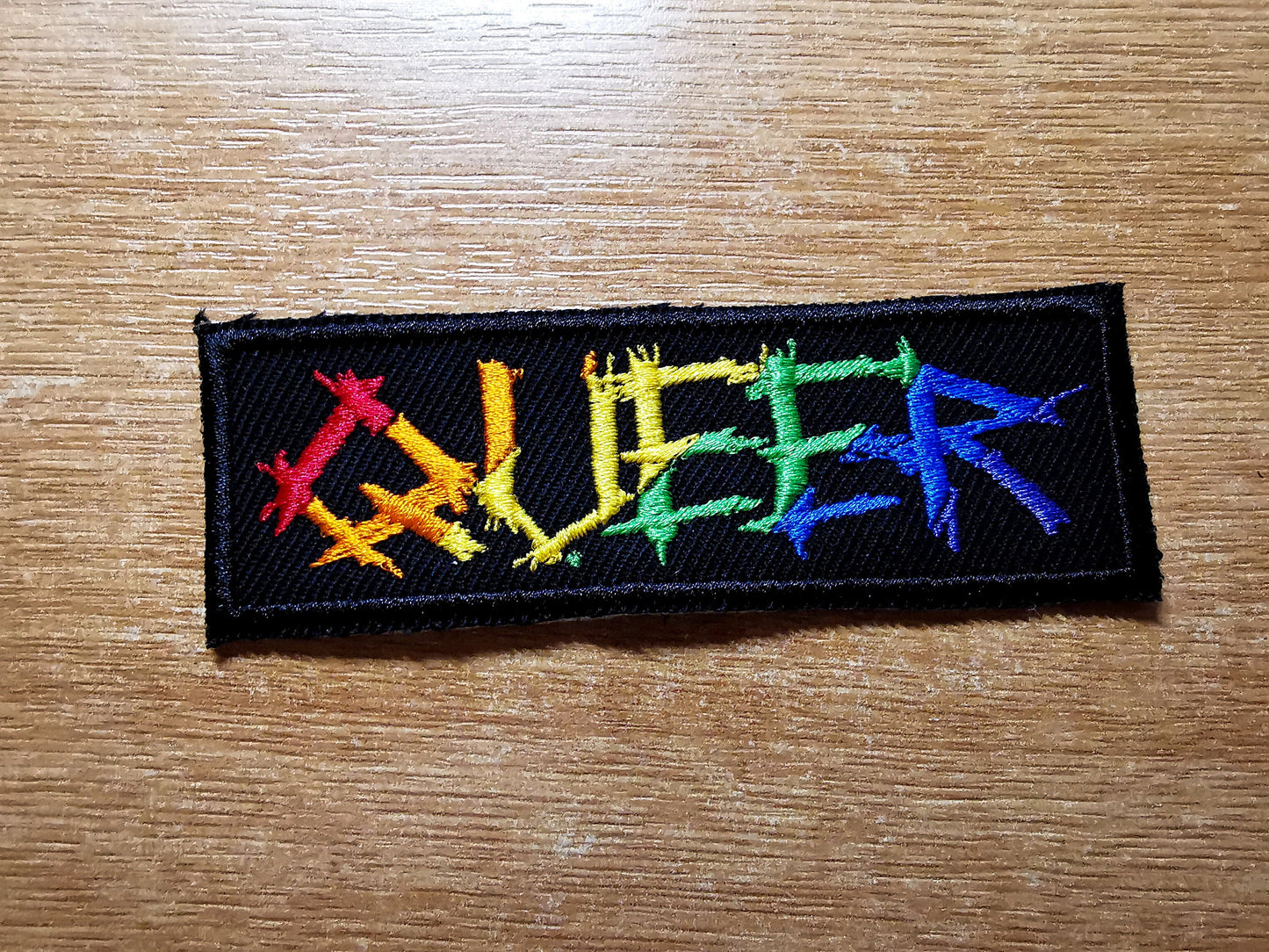 Queer Punk Metal Rainbow LGBTQ+ Iron On Patch Pride Embroidered Patches