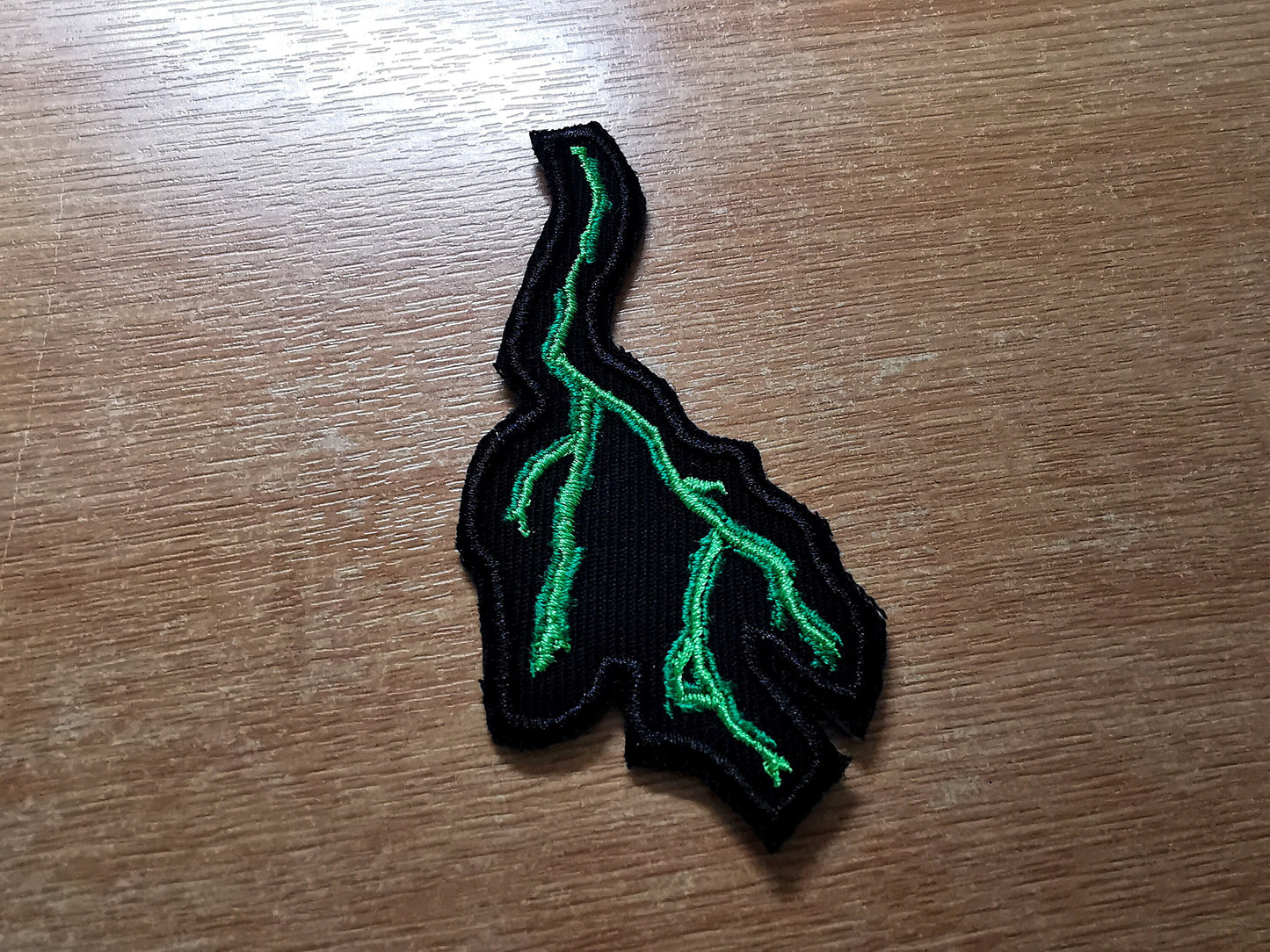 Forked Lightning Green Iron On Embroidered Patch Gothic Thrash Death Black Metal Battlejacket