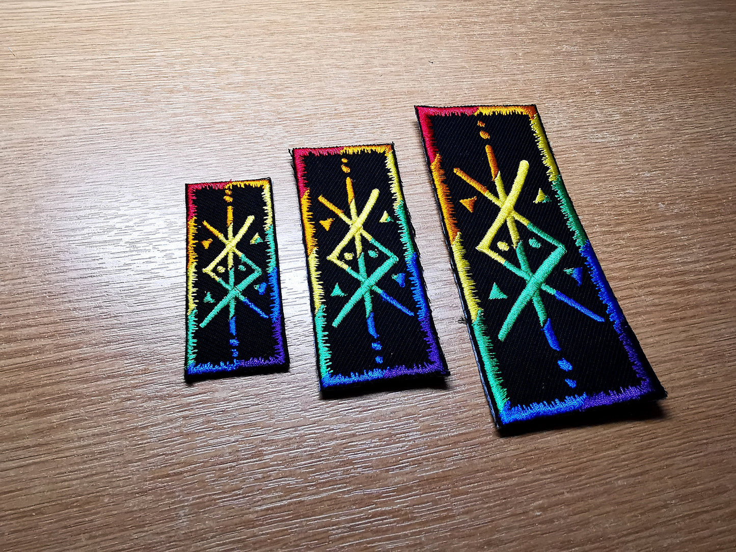 Rainbow Protection Bindrune Patch Iron On Embroidered Norse Heathenry Bind Runes Viking LGBTQ+ Inclusive Gender Pronoun