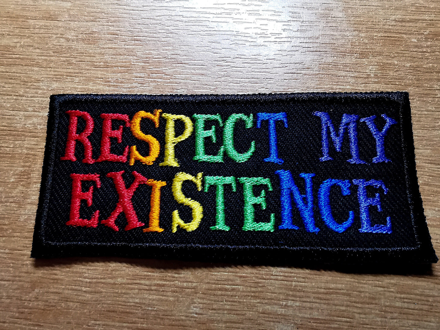 Respect My Existence Trans Rights Embroidered Patch Rainbow LGBTQ+ Patches