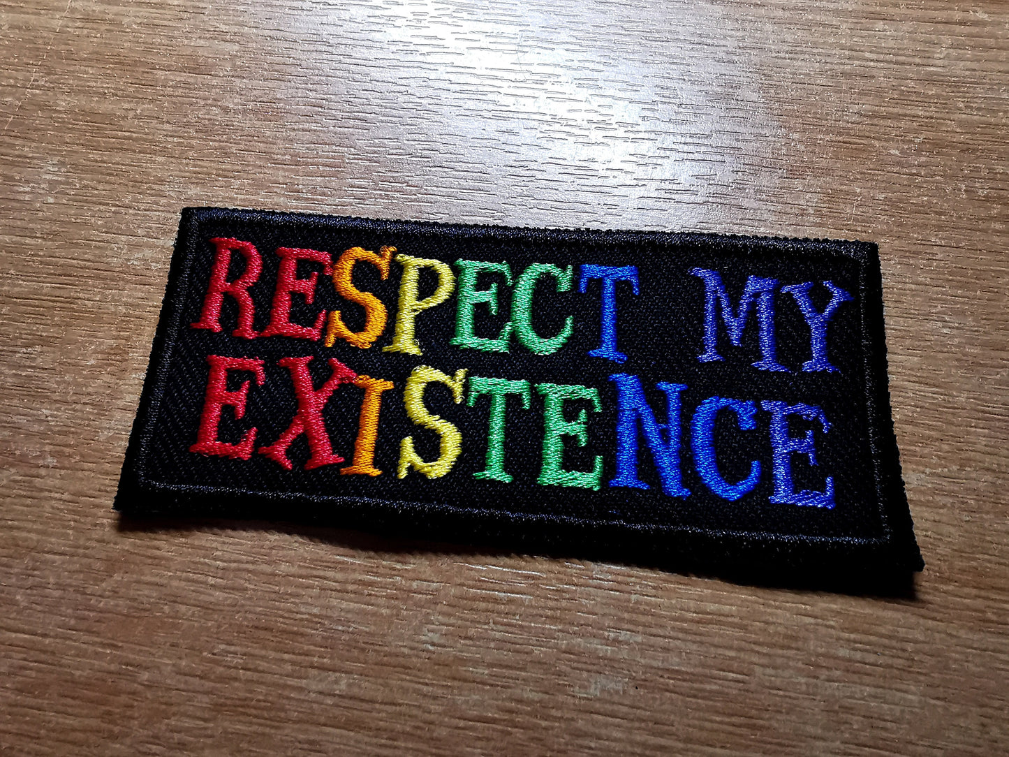 Respect My Existence Trans Rights Embroidered Patch Rainbow LGBTQ+ Patches
