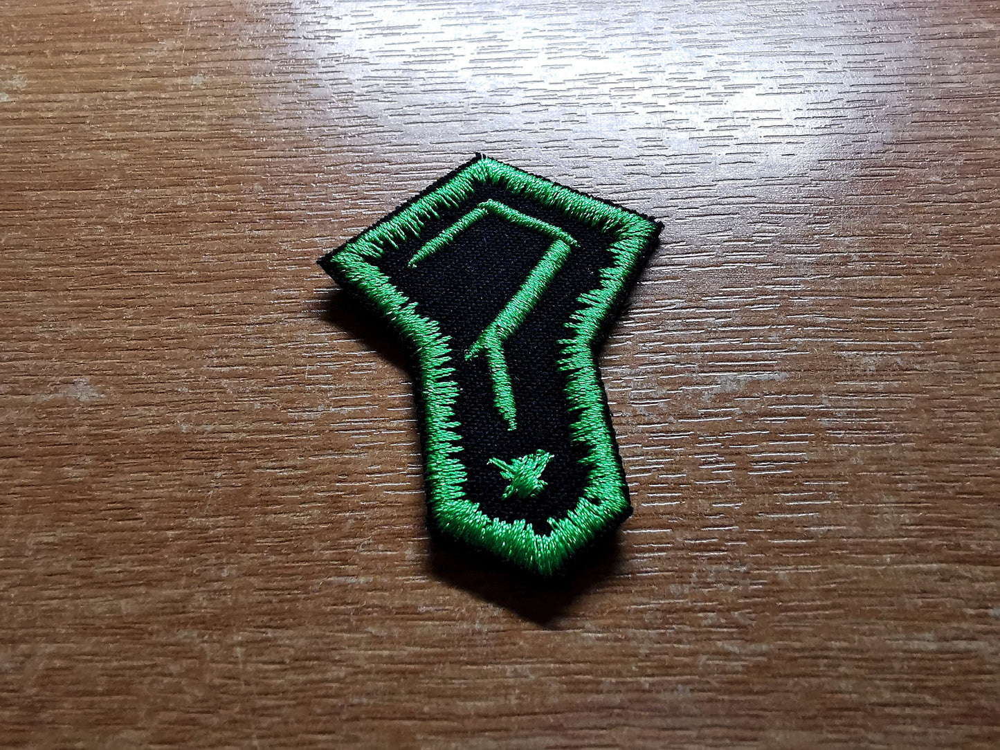 Question Mark Light Emerald Green Small Iron On Embroidered Patch Gothic Punk Crust