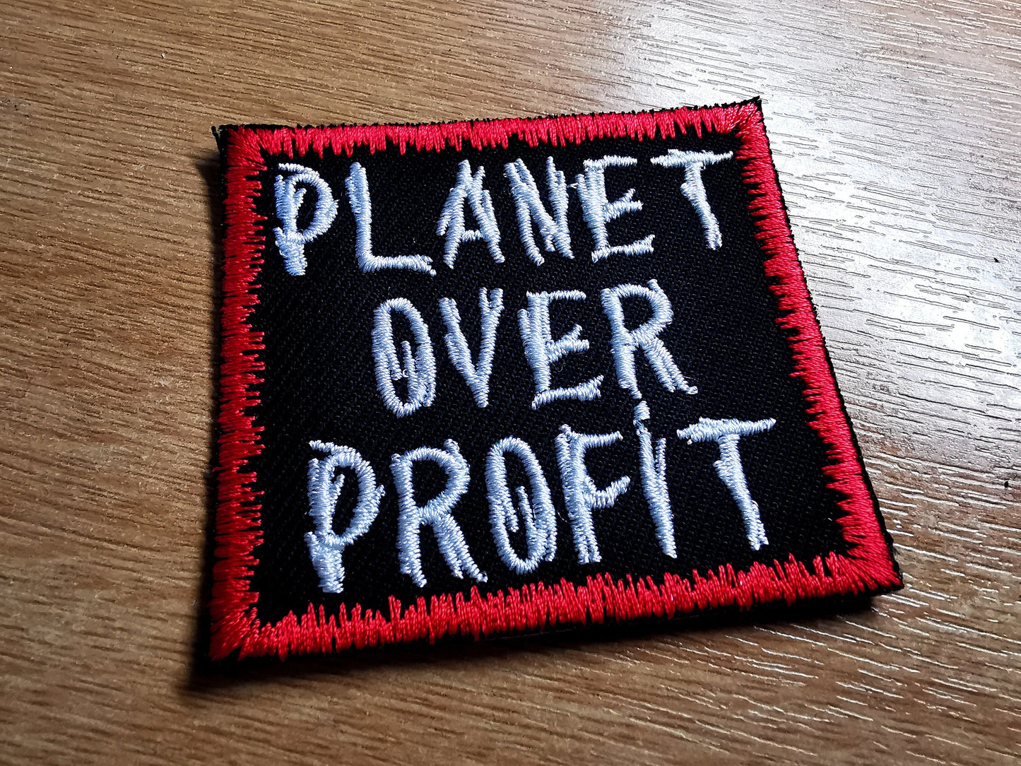 Planet Over Profit Embroidered Patch Climate Crisis Environmental Action