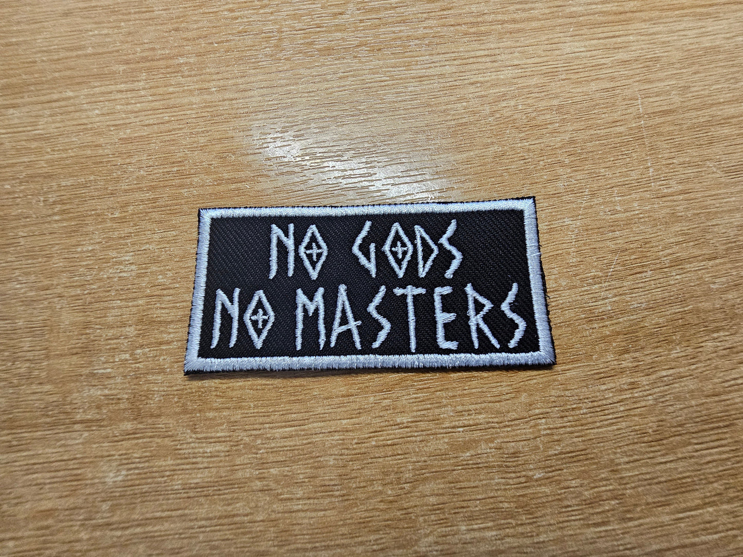 No Gods No Masters White Patch Embroidered Iron On Patch