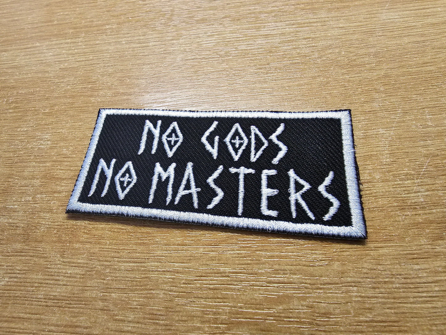 No Gods No Masters White Patch Embroidered Iron On Patch
