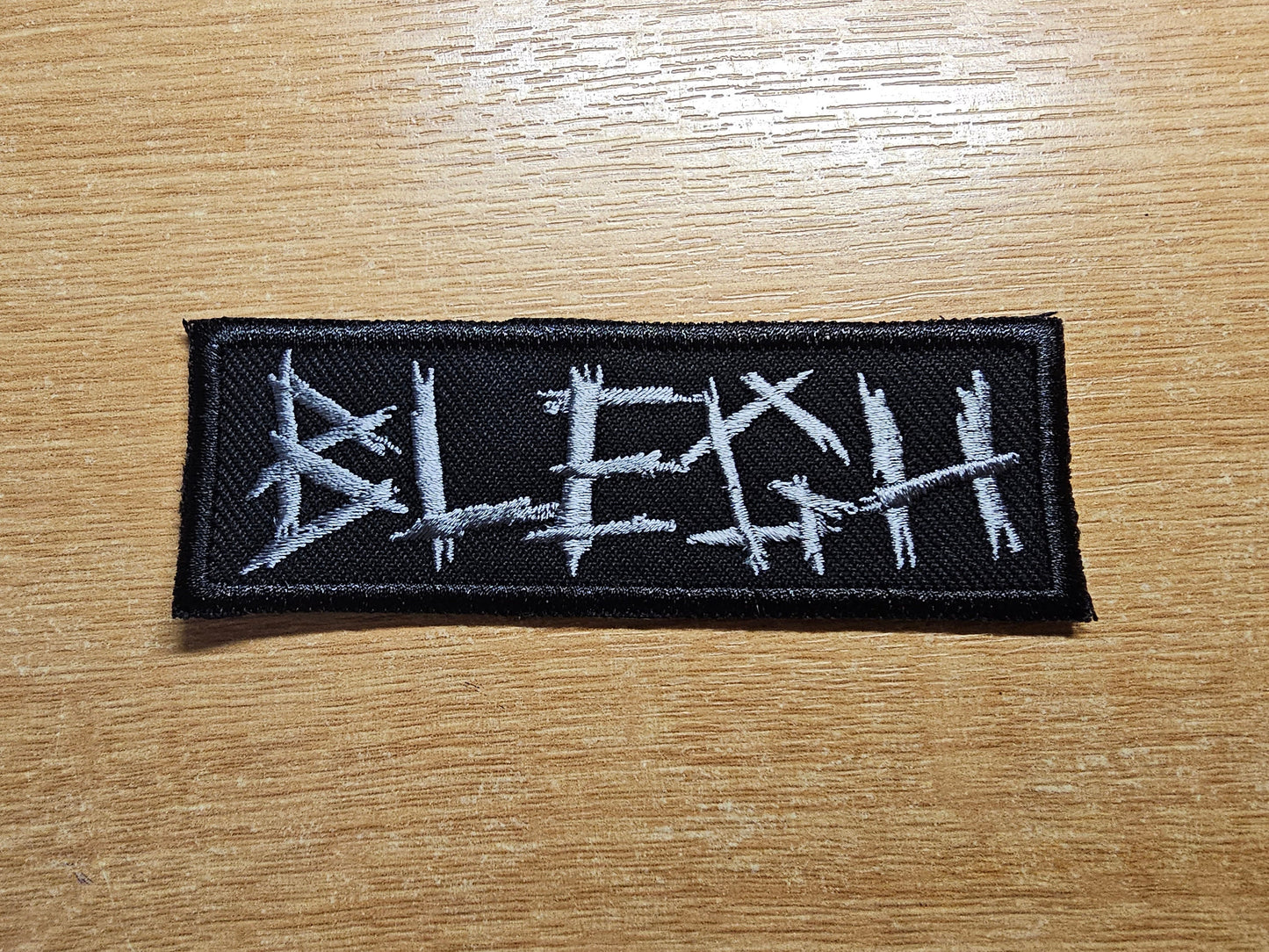 Blegh Metalcore Embroidered Patch Smaller Metal Breakdown Emo Pewter Grey