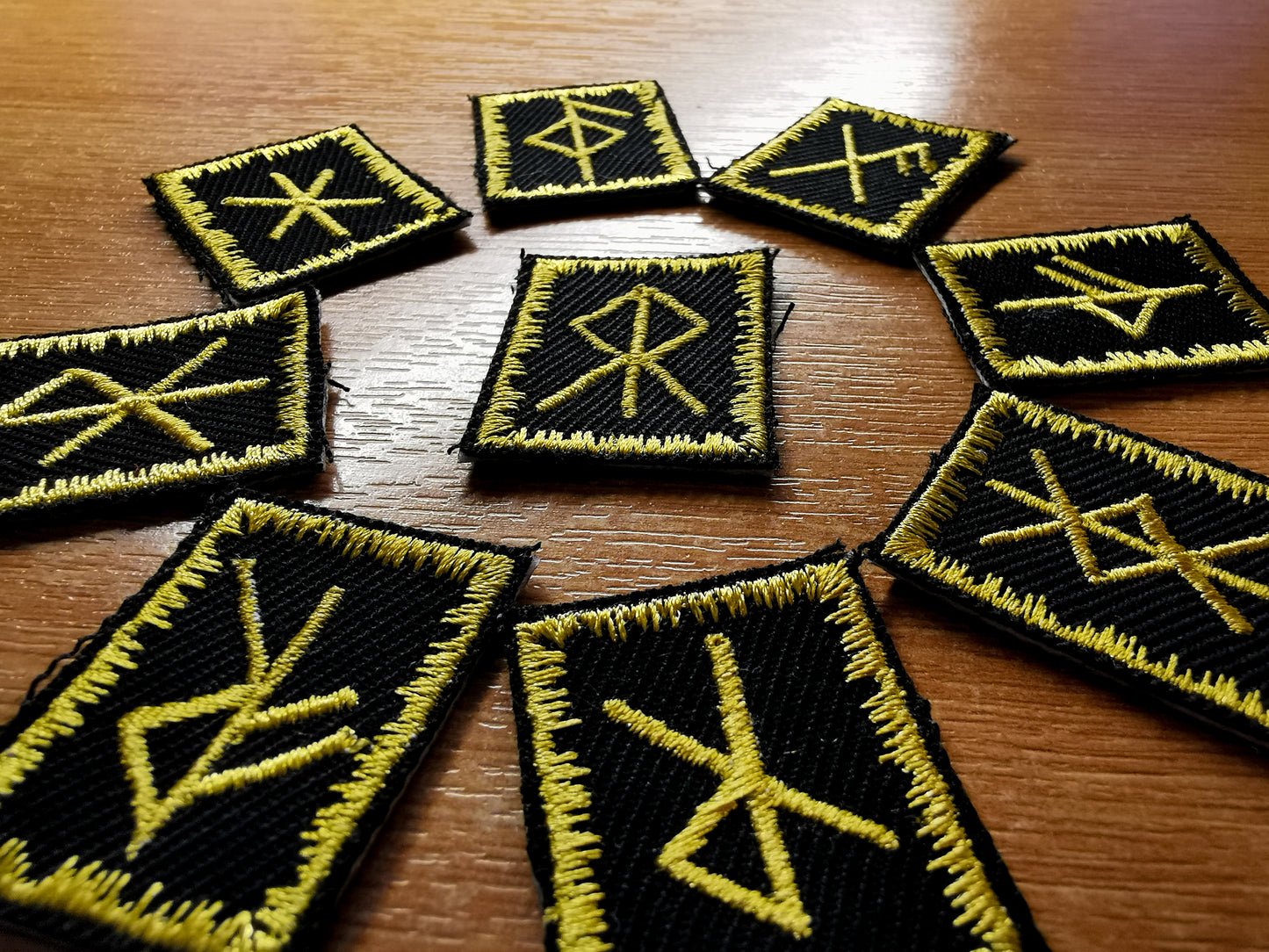 Gold Bindrune Patches Embroidered Viking Norse Heathenry Bind Runes